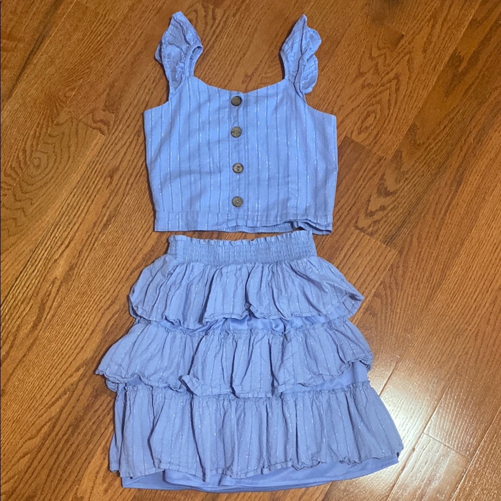 Rare Editions Blue Ruffled Skirt